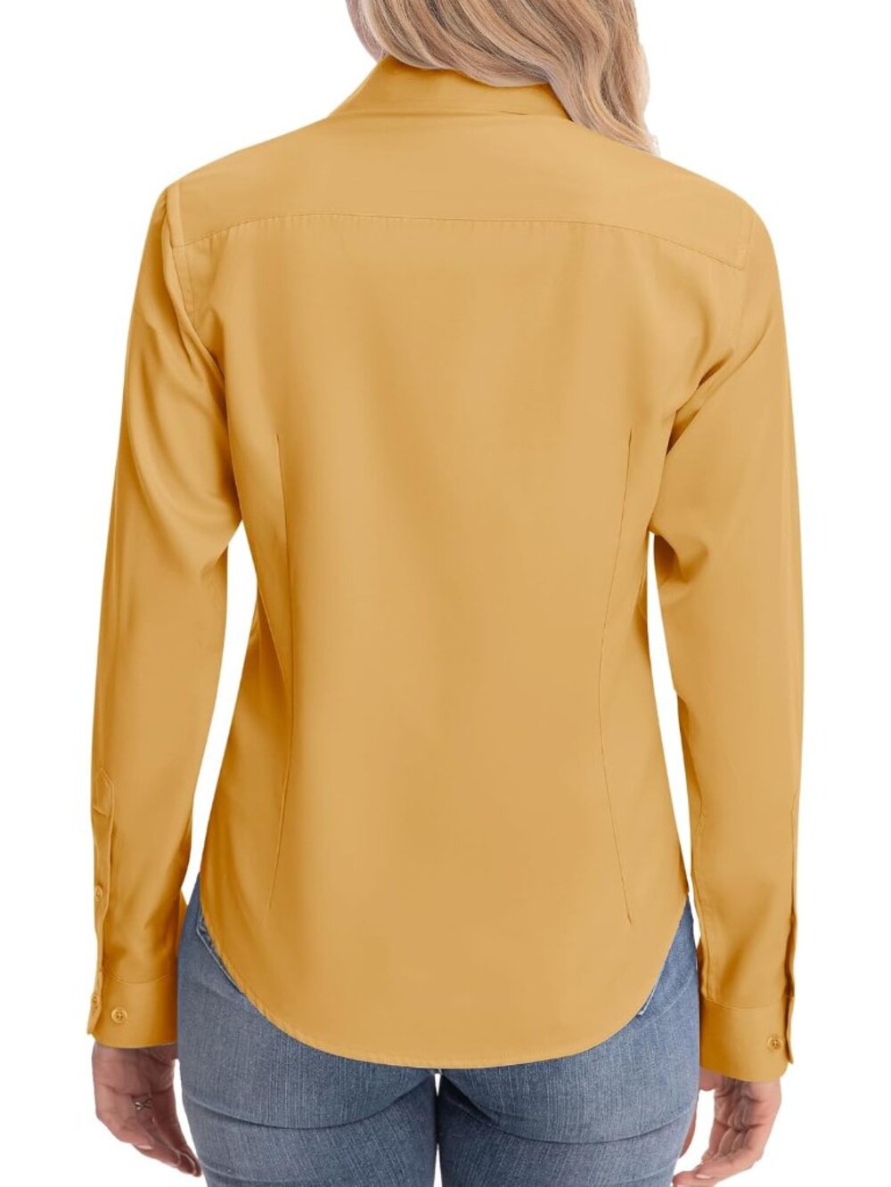 Womens Classic-Fit Dress Shirts Long Sleeve Button Down Wrinkle-Free Stretch Sol - Picture 3 of 8